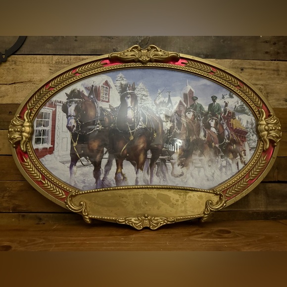 Vintage Anheuser Busch Budweiser Clydesdale Horse Team Wall Bubble Sign 20”x 30” - Picture 2 of 8